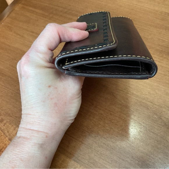 Dooney & Bourke Brown T’Moro Florentine Wallet with whipstitch - Picture 3 of 9